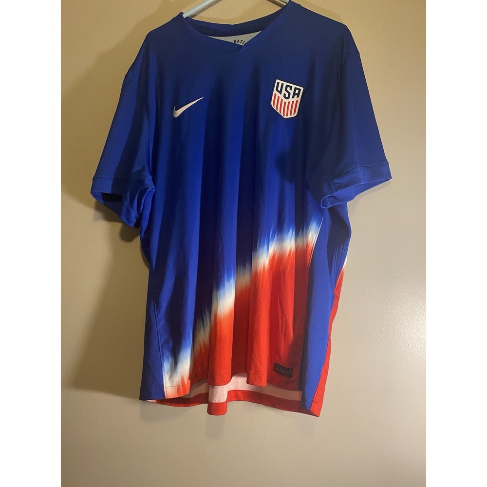 United States Shirt Mens 2XL Soccer Blue Red USA Nike Dri Fit World Cup 2024